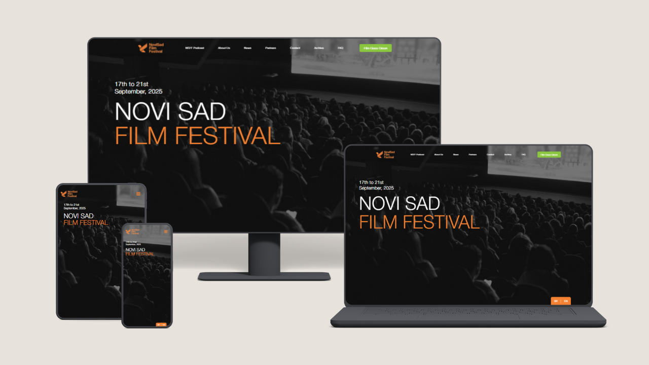 Novi Sad Film Festival website mockap representing responsive design
